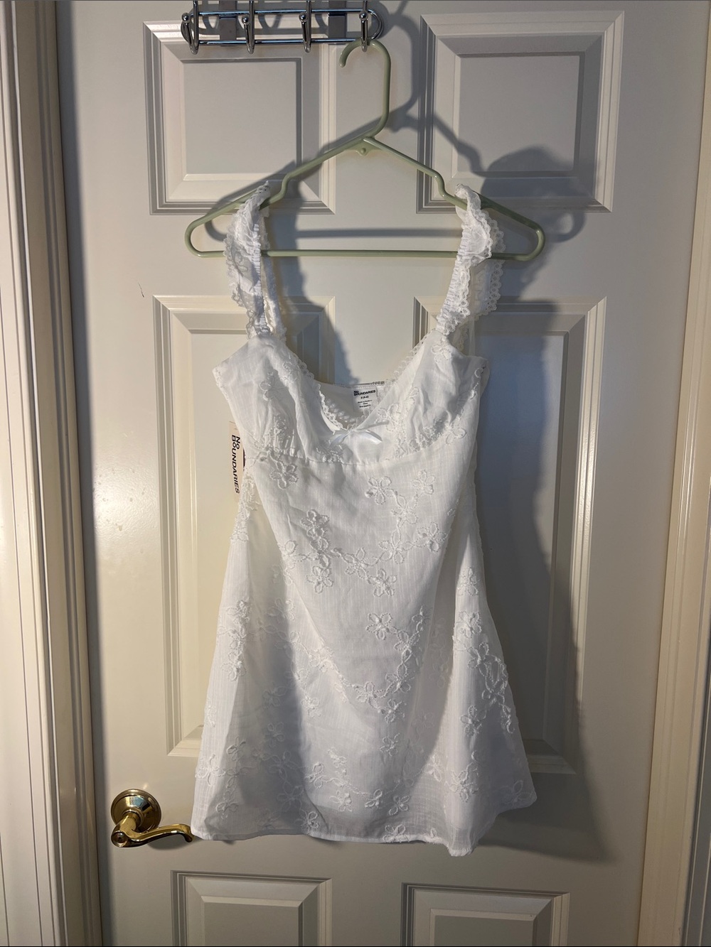 No Boundaries White Lace Mini Dress with Ruffled Straps